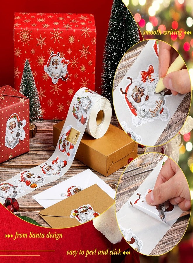 Funrous 500 Pcs Christmas Santa Wrapping Paper Tags Bulk, Black Santa Claus Gift Labels Xmas Festive Self-Adhesive Stickers for Winter Holiday Birthday Present Wrapping Decoration Supplies - Image 3